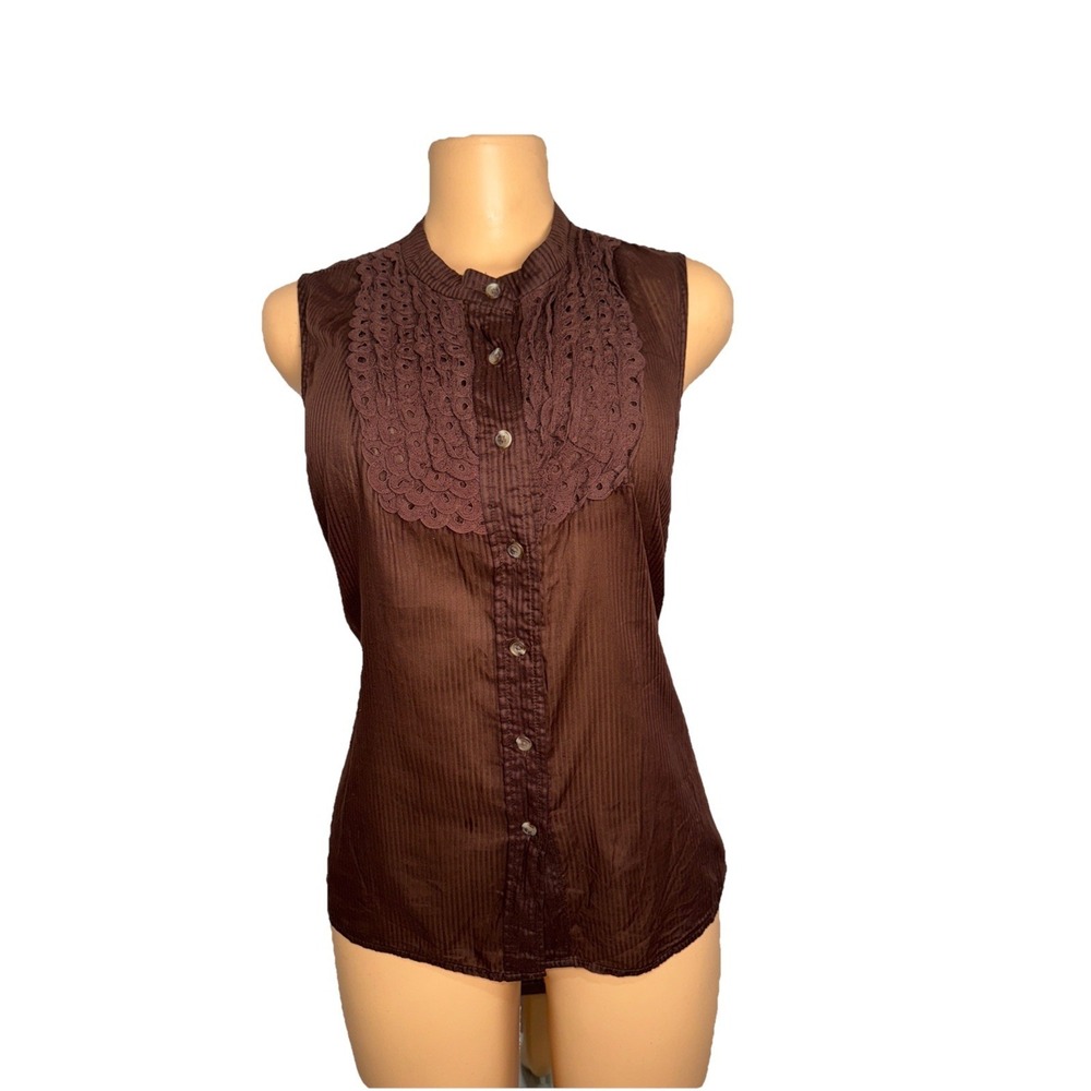 Isaac Mizrahi For‎ Target Women Button Up Shirt XL Brown 100 % Cotton